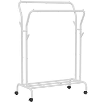 Furnihaus Kledingroede Kledingrek Dubbele Kledingophangrail met wielen 103,5 cm