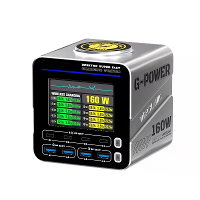 G POWER 160W Nitride Lader GaN Snellader 8 Poort PD3.1 QC USB C USB A Oplaadstation met 15W Draadloos Opladen Metalen Be