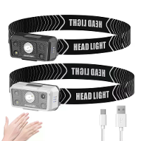 G18 IR Bewegingssensor Hoofdlamp XPG+COB Hardloop Hoofdlamp met 5 Modi Dubbele Lichtschakelaar IPX5 Waterdicht 45 Graden