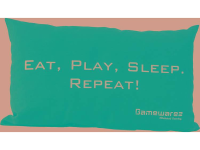 GAMEWAREZ EAT, PLAY, SLEEP. REPEAT! Kussen Zwart