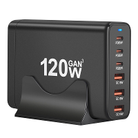 [GaN Tech] 120W 6 Port USB PD Oplader 3USB A+3USB C Snelladen Desktop Oplaadstation EU Stekker voor iPhone 15 14 13 voor