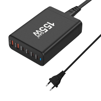 [GaN Tech] 155W 6 Port USB PD Oplader 2USB A+4USB C Snelladen Desktop Oplaadstation EU stekker voor iPhone 15 14 13 voor