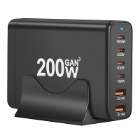 [GaN Tech] 200W 6 poorts USB PD lader 2USB A+4USB C Snellader voor bureaublad EU stekker voor iPhone 15 14 13 voor Huawe