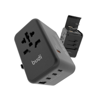 [GaN Tech] 65W 5 poorts USB PD lader USB A + 4 USB C PD snellader muuradapter EU/US/UK/AU verwisselbare stekker met opbe