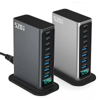 [GaN Tech] Bakeey 520W 8 poorts USB PD oplader 4USB A+4USB C PD QC SCP PPS snelladen digitale desktop oplaadstation EU p