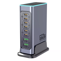 [GaN Tech] Bakeey WLX F8L 660W 8 poorts USB PD oplader 2USB A+6USB C PD QC3.0 FCP AFC Snelladen met RGB licht Bureau opl