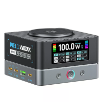 [GaN Tech] Bakeey WLX R8A 200W 9 in 1 desktop oplaadstation met digitaal display 2 USB A + 6 Type C + magnetische draadl