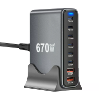 [GaN Tech] Bakeey YMX 670W 670W 8 poorts USB PD oplader 2USB A+6USB C PD QC snelladen bureau oplaadstation EU aansluitin