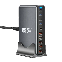 [GaN Tech] Bakeey YMX 695W 695W 10 poorts USB PD oplader 5USB A+5USB C PD QC Snelladen Desktop Oplaadstation EU Plug US