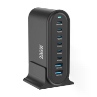 [GaN Tech] Bakeey YMX 986 286W 8 poorts USB PD oplader 2USB A+6USB C PD QC snelle oplader desktop oplaadstation EU stekk