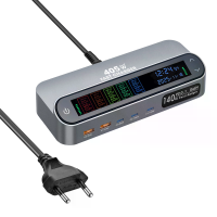 [GaN Tech] Bakeey YMX LCD 405W 5 poorts USB PD Digitale Weergave Oplader 2USB A+3USB C PD3.1 QC4.0+/3.0 PPS AFC SCP FCP