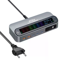 [GaN Tech] Bakeey YMX LCD 470W 6 poorts USB PD Digitale Display Oplader 2USB A+3Type C+Type C kabel PD QC Snelladen Bure