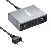 [GaN Tech] Bakeey YMX LCD 540W 6 poorts USB PD Lader 2USB A+4USB C PD QC Snelladen Desktop oplaadstation met display EU 