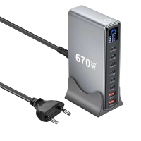 [GaN Tech] Bakeey YMX LCD 670W 8 poorts USB PD lader met digitaal display 2USB A+6USB C PD QC snelladen desktop laadstat