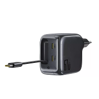 [GaN Tech] Baseus EnerCore CJ11 67W 3 Poort USBLader 2USB C+Type C Verstelbare Kabel Snelladen Wandoplader Adapter EU St
