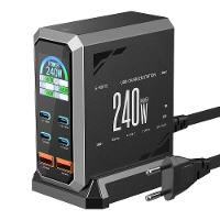 [GaN Tech] Blitzwolf® BW S31 240W 6 poorts USB PD Lader 4USB C+2USB A QC PD Digitale Display Snellader Desktop Oplaadsta
