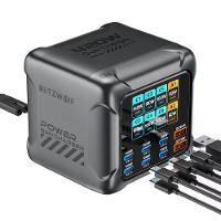 [GaN Tech] Blitzwolf® BW S33 420W 8 poorts USB PD oplader 6USB C+2USB A QC PD digitale weergave snellader desktop oplaad