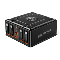 [GaN Tech] Blitzwolf® BW S34 550W 7 poorts USB PD charger met uitrekbare kabel 5USB C+2USB A QC PD snelladen Desktop opl