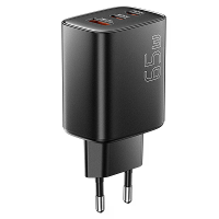 [GaN Tech] ESSAGER RC65WCF 65W 3 poorts USB PD oplader USB A+2USB C PD3.0 QC4.0 PPS Snellader Wandadapter EU plug voor i