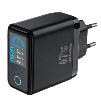 [GaN Tech] PD67W 3 poorts USB PD lader met LCD digitaal display USB A+2USB C PD Snelle Opladen Wandlader Adapter EU stek