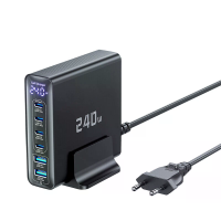 [GaN Tech] Toocki TCT240 33 240W 6 poorts USB PD lader met slimme digitale display 2 USB A + 4 USB C PD3.1 Snelladen des