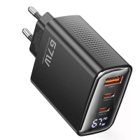 [GaN Tech] Toocki TCT67 22 67W 3 poorts USB PD lader met digitaal display USB A+2USB C PD snelladen muuroplader adapter