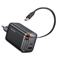 [GaN Tech] Toocki TCT67 34B1 67W 3 in 1 USB PD oplader met uitschuifbare kabel PD Snelladen Digitale weergave Wandoplade