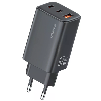 [GaN Tech] USAMS CC265 67W 3 poorts USB lader 2USB C+USB A Snellader Wandadapter EU stekker voor iPhone 16 16 Pro 15 14
