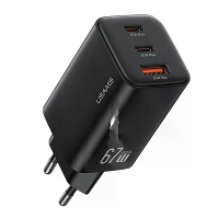 [GaN Tech] USAMS CC265 67W 3 poorts USB oplader Dubbele USB C+USB A Snellader Wandadapter EU stekker voor iPhone 17 17Pr