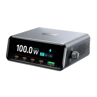 [GaN Tech] WLX 60D 265W 5 poorts USB PD lader met 2,3 inch Slimme Vermogensweergave USB A+4USB C PD3.0 Snelle Oplader De