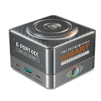 [GaN Tech] WLX R8C 7 in 1 USB Desktop Oplaadstation 65W 6 poorts USB PD Oplader met 15W Draadloze Oplader Pad Snel Deskt