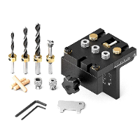 Ganwei Houtbewerking 3 in 1 Deuvelmal Kit Verstelbare Pocket Hole Jig 6/8/10/15mm Boorgeleider Verbindingsspeldgat Ponsl