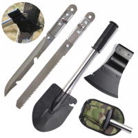 Gardening 4 In 1 Multifunctional Carbon Steel Shovel Axe Knife Saw Outdoor Camping Portable Tool Kit