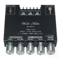 ZK MT21 bluetooth 5.0 Subwoofer Versterker Board 50WX2 + 100 W 2.1 Kanaals Power Audio Stereo Versterker Tone Board Bass