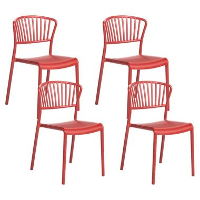 GELA   Tuinstoel set van 4   Rood   Polypropyleen