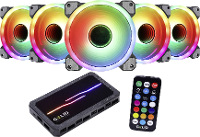 Gelid Amber 8 PRO Bundle (5 x Stella Infinity ARGB Fan 120 mm) PC ventilatorcontroller (b x h x d) 130 x 17 x 76 mm Incl. RGB verlichtingsbesturing, Incl.