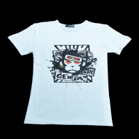 Gemfan Wl 01 Monkey Modal Cotton White T Shirt Crewneck Short Sleeved