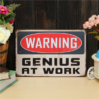 Genius Sheet Metal Drawing Vintage Metal Painting Tin Library Office Wall Poster Sign