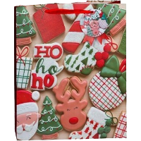 Kerst cadeau tasje   24 cm   ho ho ho en kerstman   inpakken   kerstcadeaus