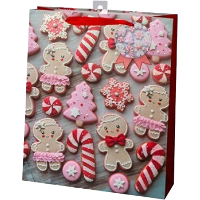 Kerst cadeau tasje   42 cm   peperkoek mannetje en vrouwtje   inpakken   kerstcadeaus