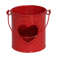 Theelichthouder/kaarsenhouder   rood   zink   D9 x H10 cm