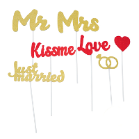 Bruiloft foto prop set   8 delig   glitter   trouwen/vrijgezellenfeest   photo booth accessoires