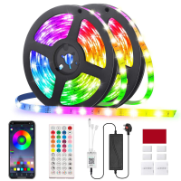 GLIME 5M/10M LED stripverlichting 5050 RGB Veranderende onderkast Keuken TV Bluetooth afstandsbediening UK stekker