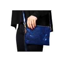 Feest tasje/ schoudertasje   Dames   Blauw glitter   Toppers verkleed/carnaval accessoires