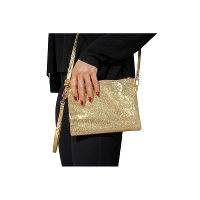 Feest tasje/ schoudertasje   Dames   Goud glitter   Toppers verkleed/carnaval accessoires