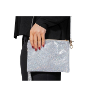 Feest tasje/ schoudertasje   Dames   Zilver glitter   Toppers verkleed/carnaval accessoires