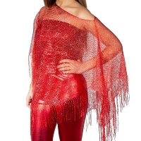 Verkleed visnet poncho/omslagdoek/stola   Dames   Rood   Carnaval party kleding