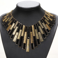 Gold And Black Bib Chunky Statement Necklace Collars Choker