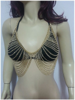 Gold Multilayer Statement Sexy Tassel Bra Metal Chain Body Jewelry