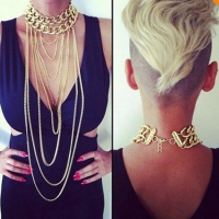 Gold Plated Multilayer Tassel Statement Necklace Body Chain Jewelry